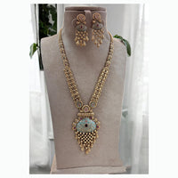 Jewel Addiction Ethnic Pota Stones Long Necklace Set for Party and wedding Outfits