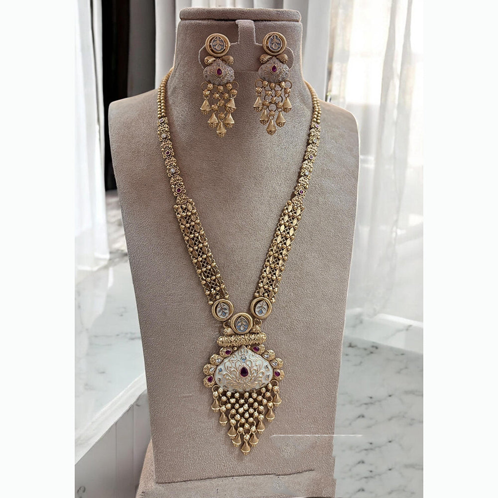 Jewel Addiction Ethnic Pota Stones Long Necklace Set for Party and wedding Outfits