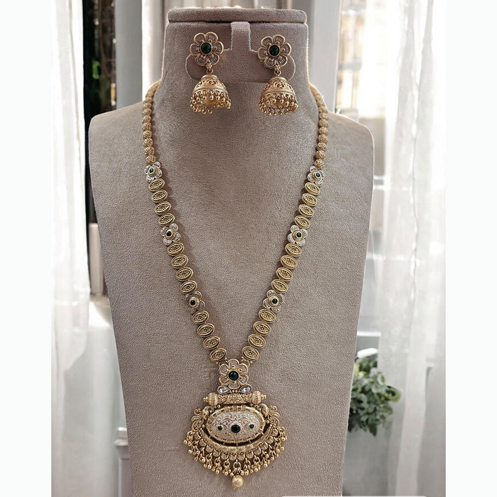 Jewel Addiction Ethnic Pota Stones Long Necklace Set for Party and wedding Outfits