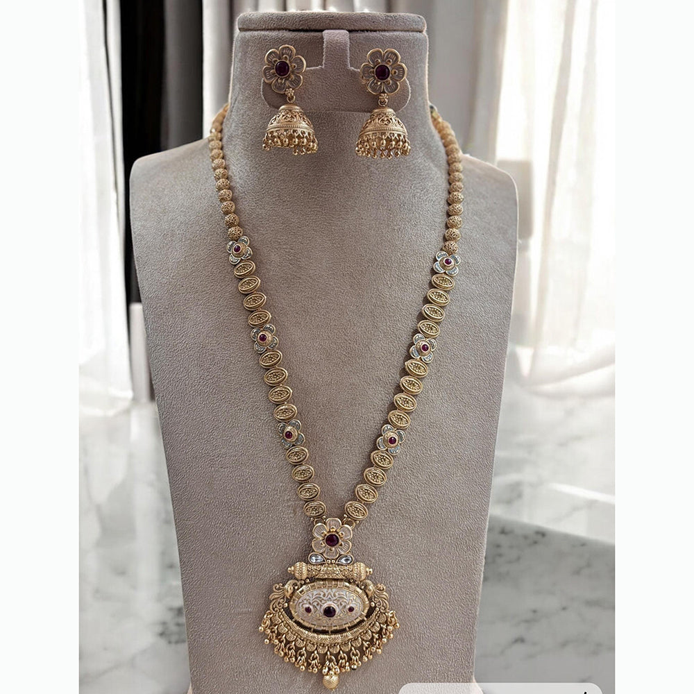 Jewel Addiction Ethnic Pota Stones Long Necklace Set for Party and wedding Outfits