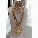 Jewel Addiction Enthic Gold Plated Pearl Long Necklace Set For Wedding Occassions