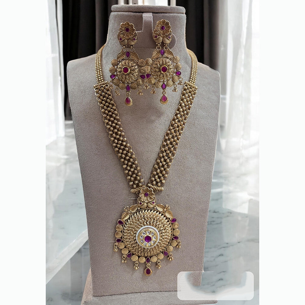 Jewel Addiction Enthic Gold Plated Pearl Long Necklace Set For Wedding Occassions