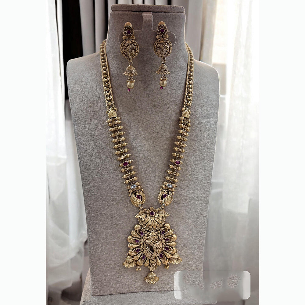 Jewel Addiction Ethnic Pota Stones Long Necklace Set for Party and wedding Outfits