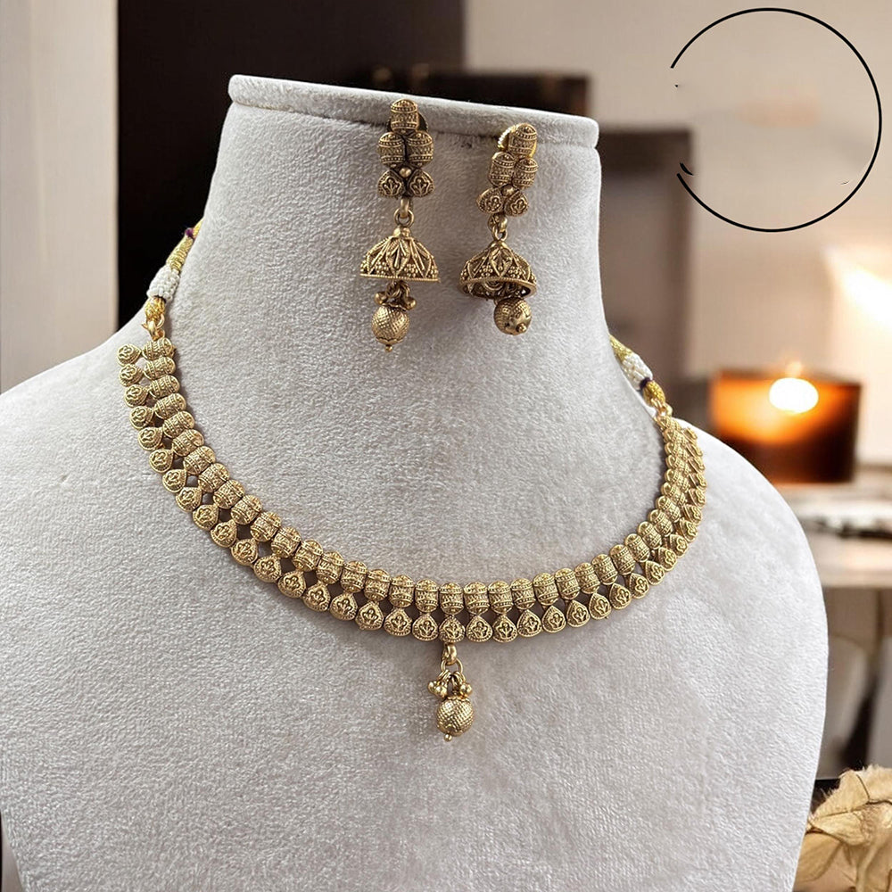 Jewel Adiction Stunning Gold Plated Necklace Set with Enthic Design for Weddings Occasions