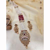Jewel Addiction Designer Pota Stone And Pearl Meenakari Long Necklace Set