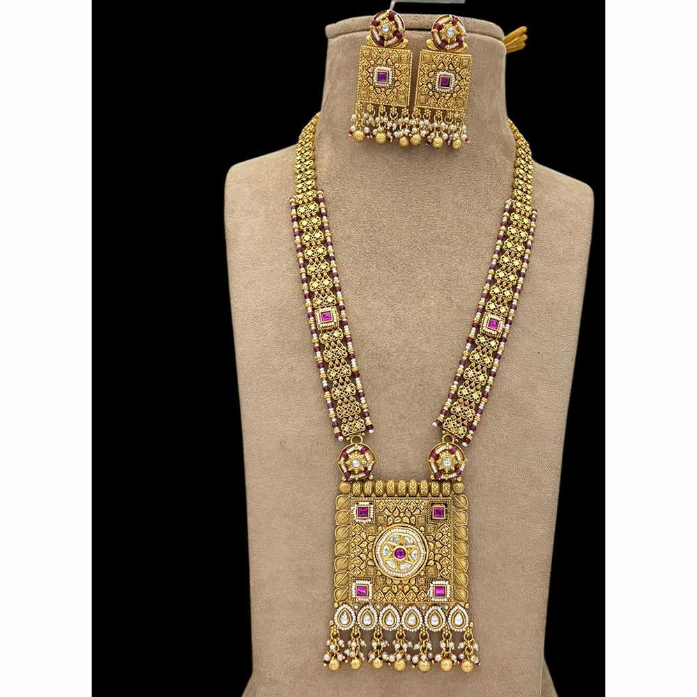 Jewel Addiction Designer Pota Stone And Pearl Long Necklace Set