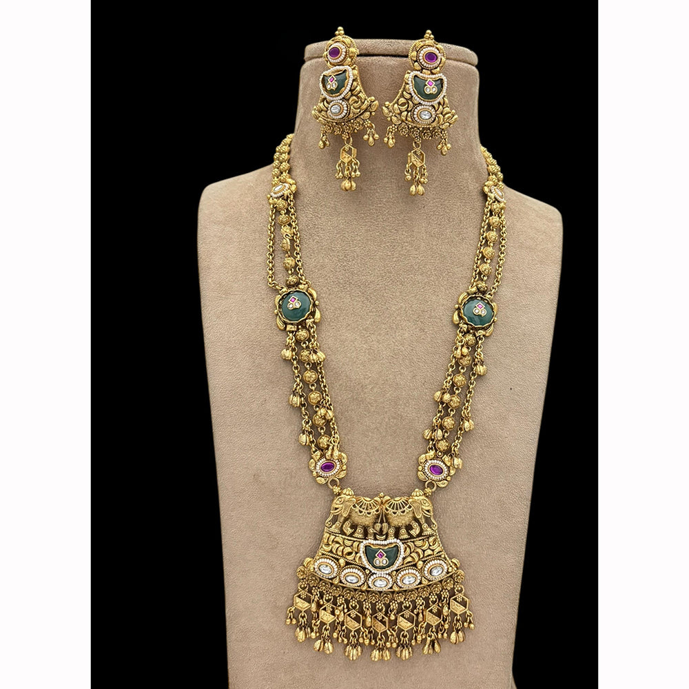 Jewel Addiction Designer Pota Stone And Pearl Long Necklace Set