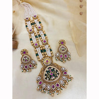 Jewel Addiction Designer Pota Stone And Pearl Long Necklace Set