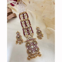 Jewel Addiction Designer Pota Stone And Pearl Long Necklace Set