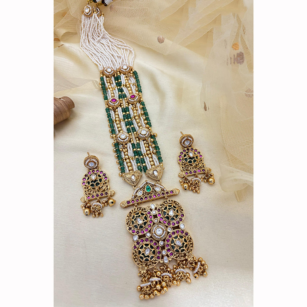 Jewel Addiction Designer Pota Stone And Pearl Long Necklace Set