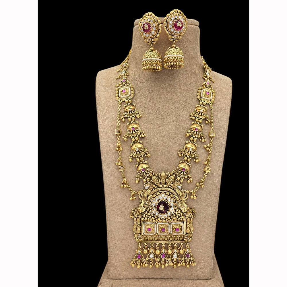 Jewel Addiction Designer Pota Stone And Pearl Long Necklace Set