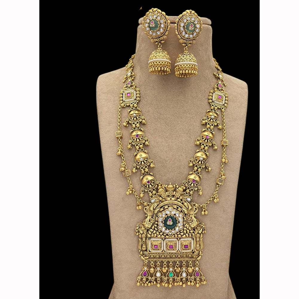 Jewel Addiction Designer Pota Stone And Pearl Long Necklace Set