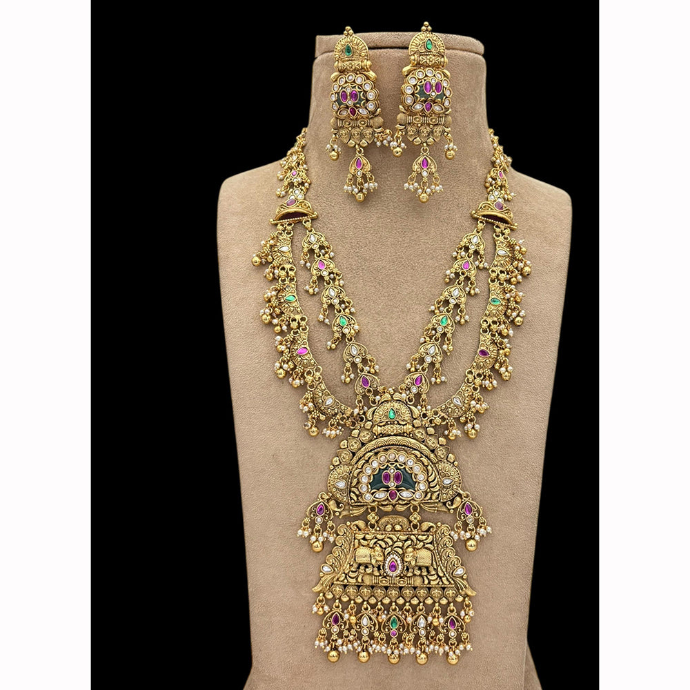 Jewel Addiction Designer Pota Stone And Pearl Long Necklace Set