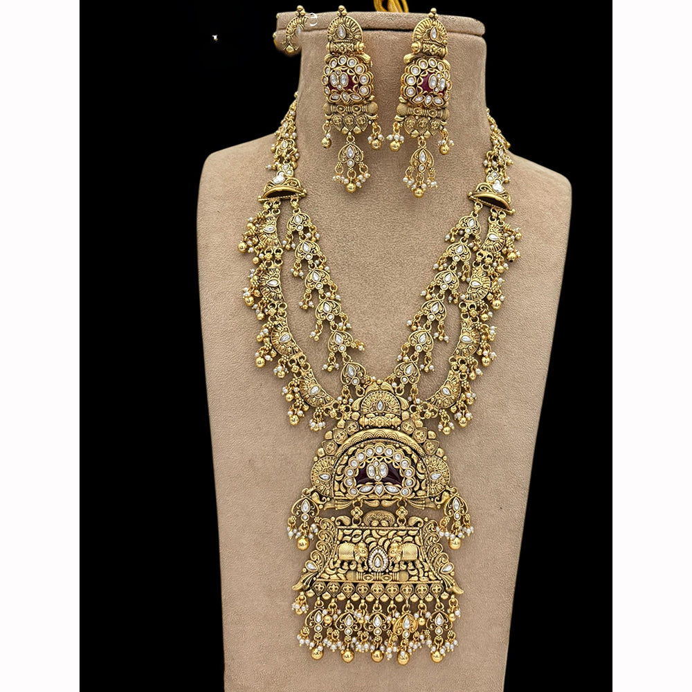 Jewel Addiction Designer Pota Stone And Pearl Long Necklace Set