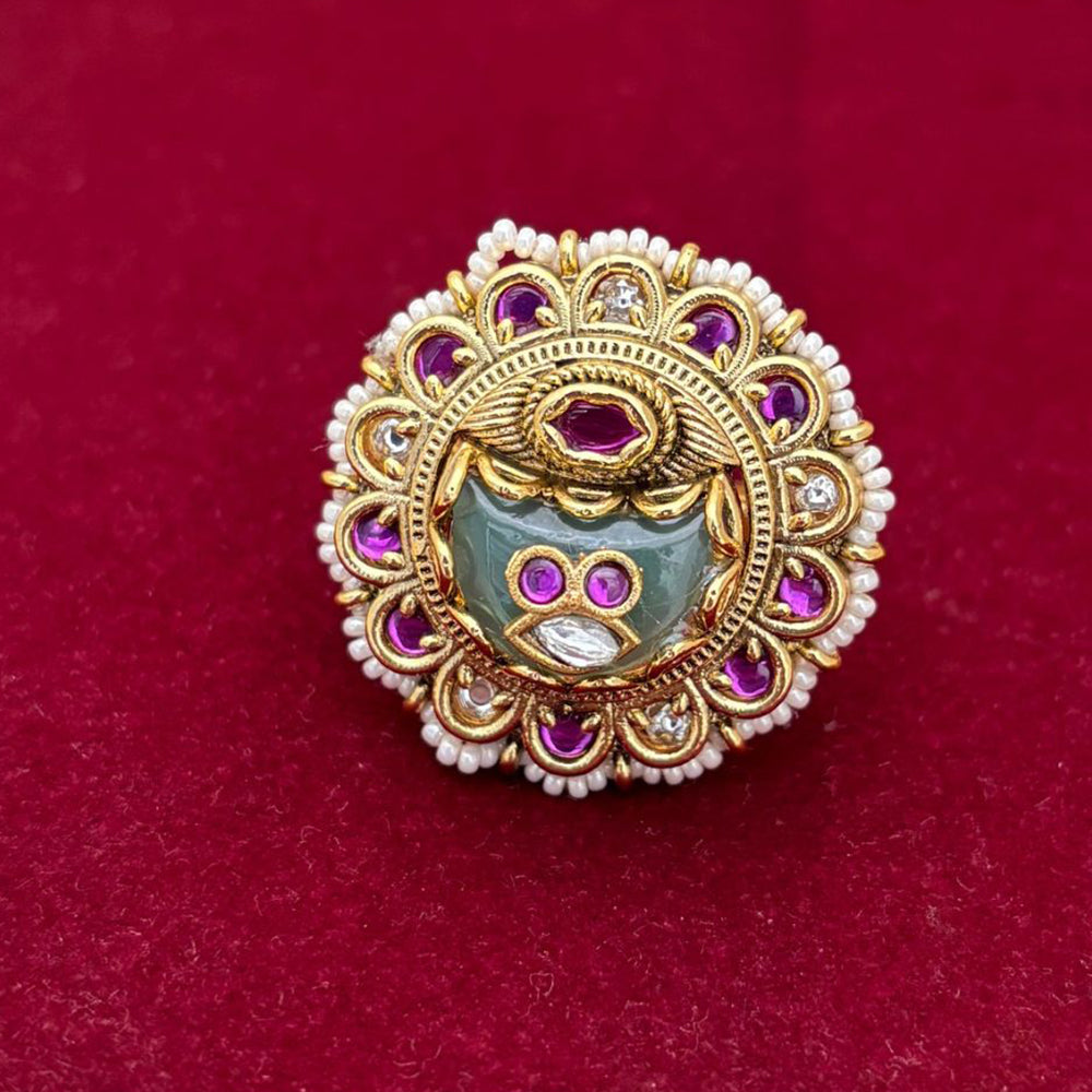 Jewel Addiction Glam Shine Pota Stone And Pearl Designer Finger Ring