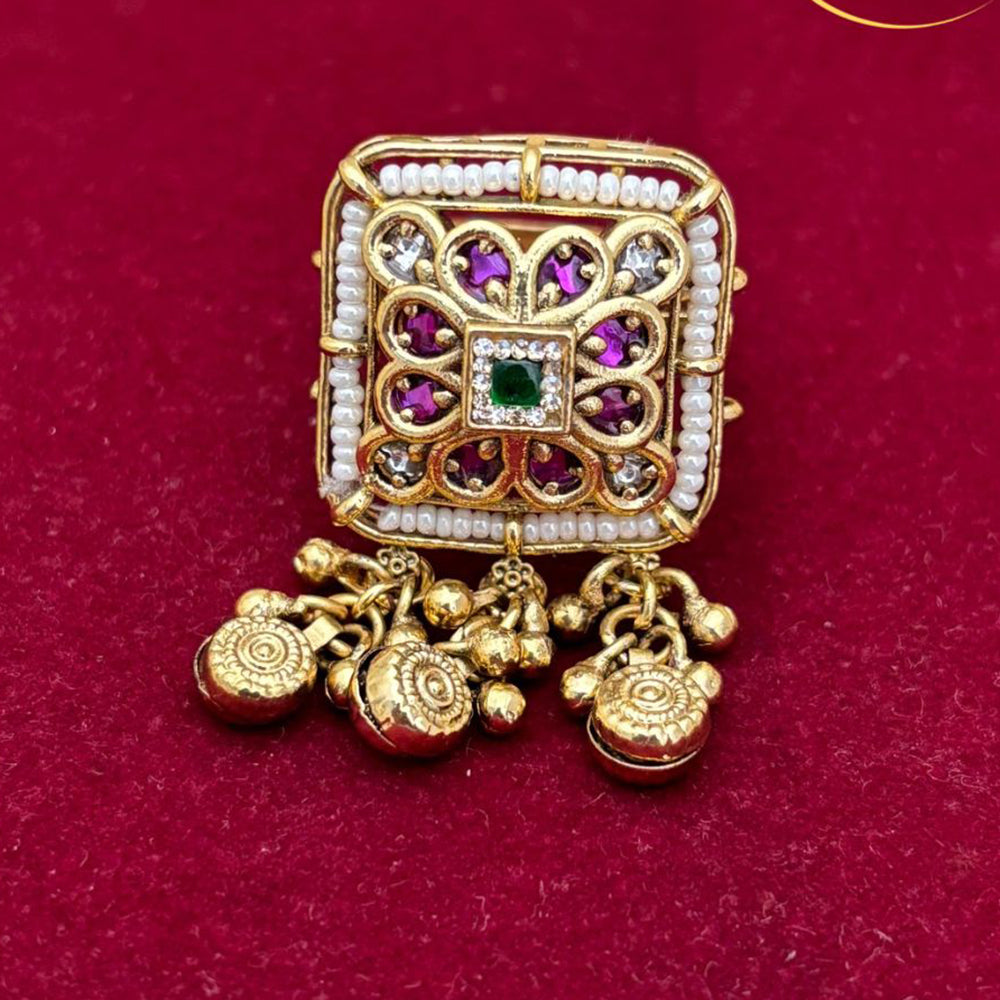 Jewel Addiction Glam Shine Pota Stone And Pearl Designer Finger Ring