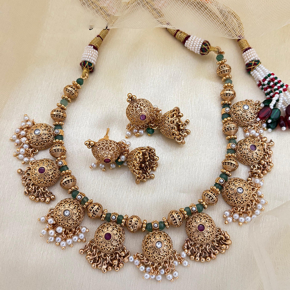 Jewel Addiction Designer Pota Stone And Pearl Necklace Set