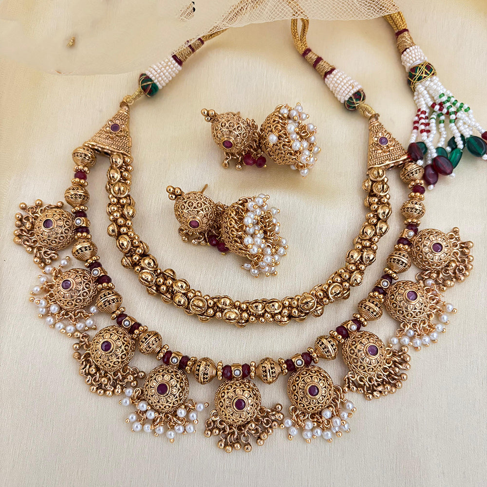 Jewel Addiction Designer Pota Stone And Pearl Necklace Set