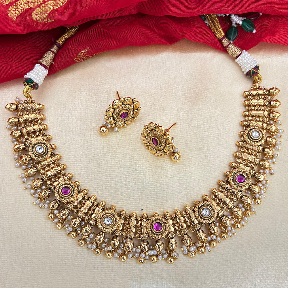 Jewel Addiction Designer Pota Stone And Pearl Necklace Set