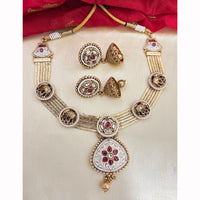 Jewel Addiction Designer Pota Stone And Meenakari Necklace Set