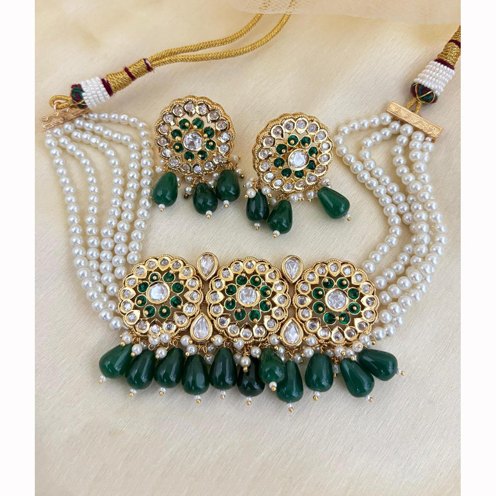 Jewel Addiction Luxury Polki Kundan And Pearl Choker Necklace Set
