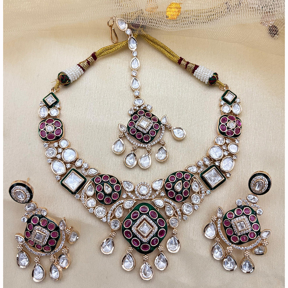 Jewel Addiction Luxury Polki Kundan Stone And Meenakari Necklace Set