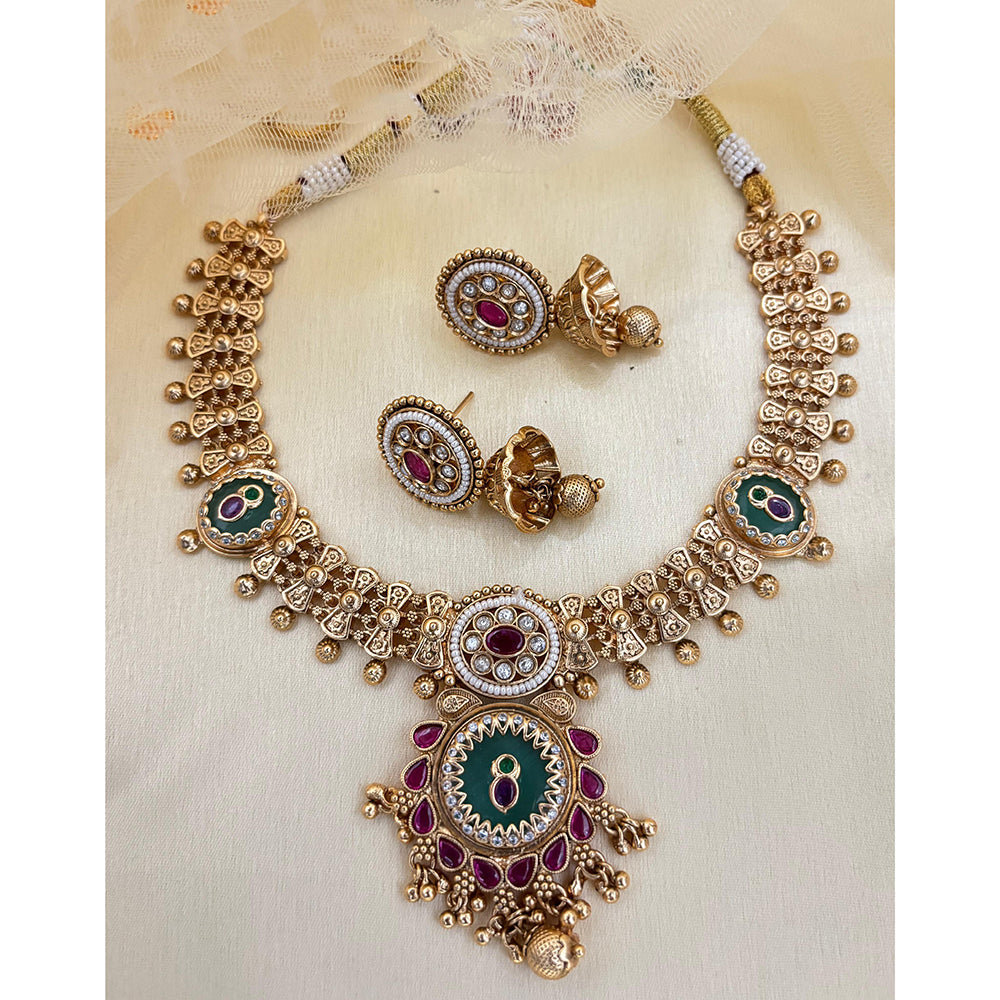 Jewel Addiction Designer Pota Stone And Pearl Necklace Set