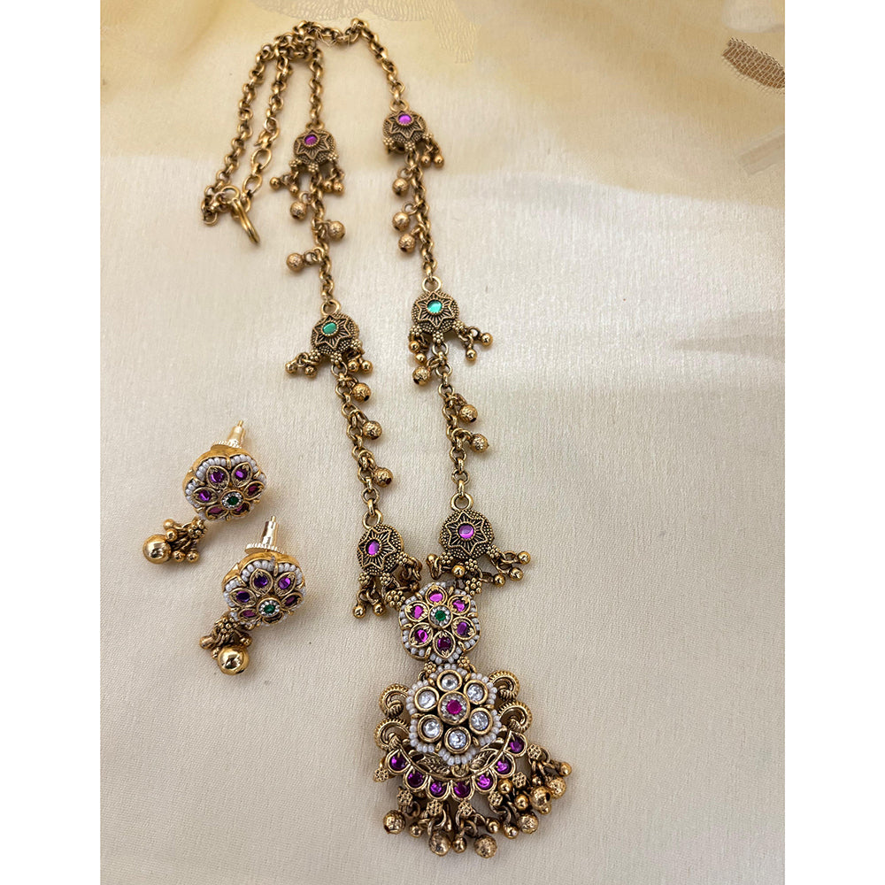 Jewel Addiction Designer Pota Stone And Pearl Necklace Set