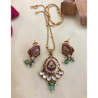 Jewel Addiction Pota Stone And Pearl Designer Pendant Set