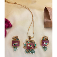 Jewel Addiction Pota Stone And Pearl Designer Pendant Set