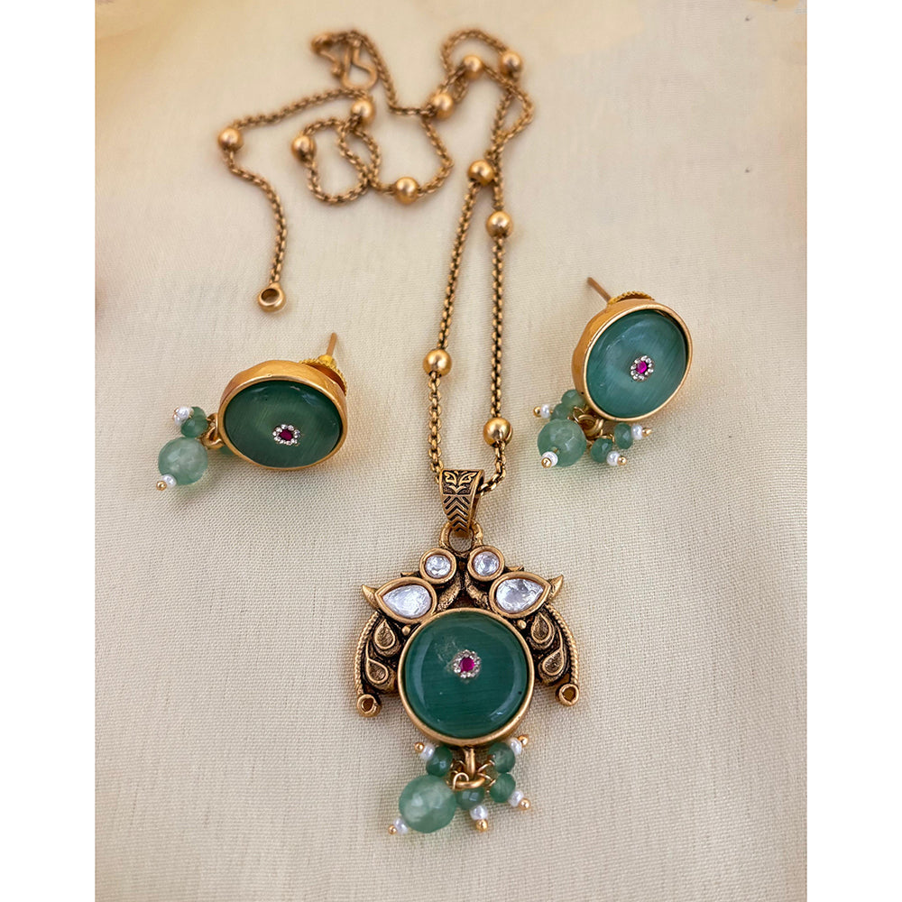 Jewel Addiction Pota Stone And Pearl Designer Pendant Set