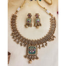 Jewel Addiction Inspired Antique Finish Pota Stone And Pearl Necklace Set