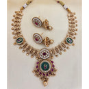 Jewel Addiction Inspired Antique Finish Pota Stone And Pearl Necklace Set