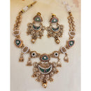 Jewel Addiction Inspired Antique Finish Pota Stone And Pearl Necklace Set