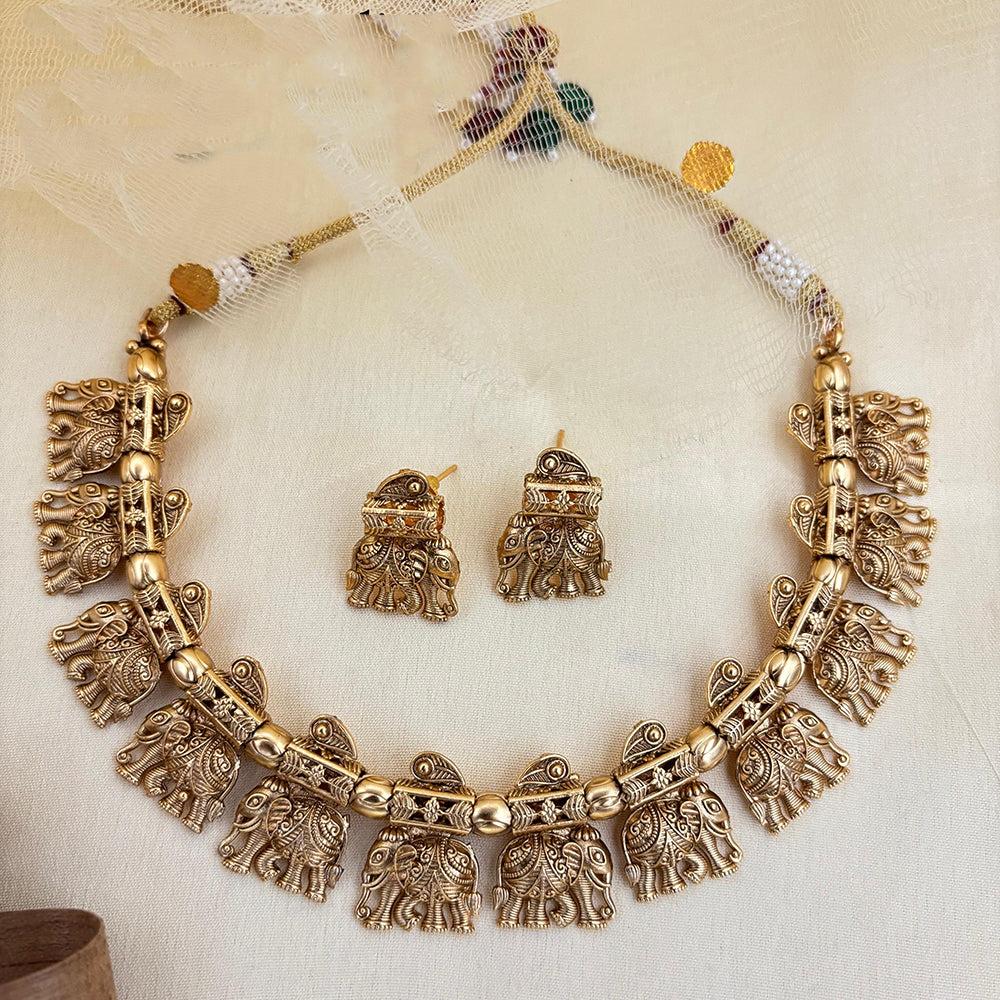 Jewel Addiction Elephant Motif Necklace Set