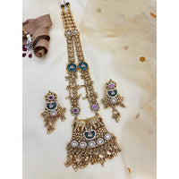 Jewel Addiction Pota Stone And Pearl Elephant Motif Long Necklace Set
