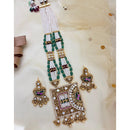 Jewel Addiction Inspired Antique Finish Pota Stone And Pearl Long Necklace Set