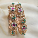 Jewel Addiction Classic Pota Stone And Pearl Openable Bangles Set