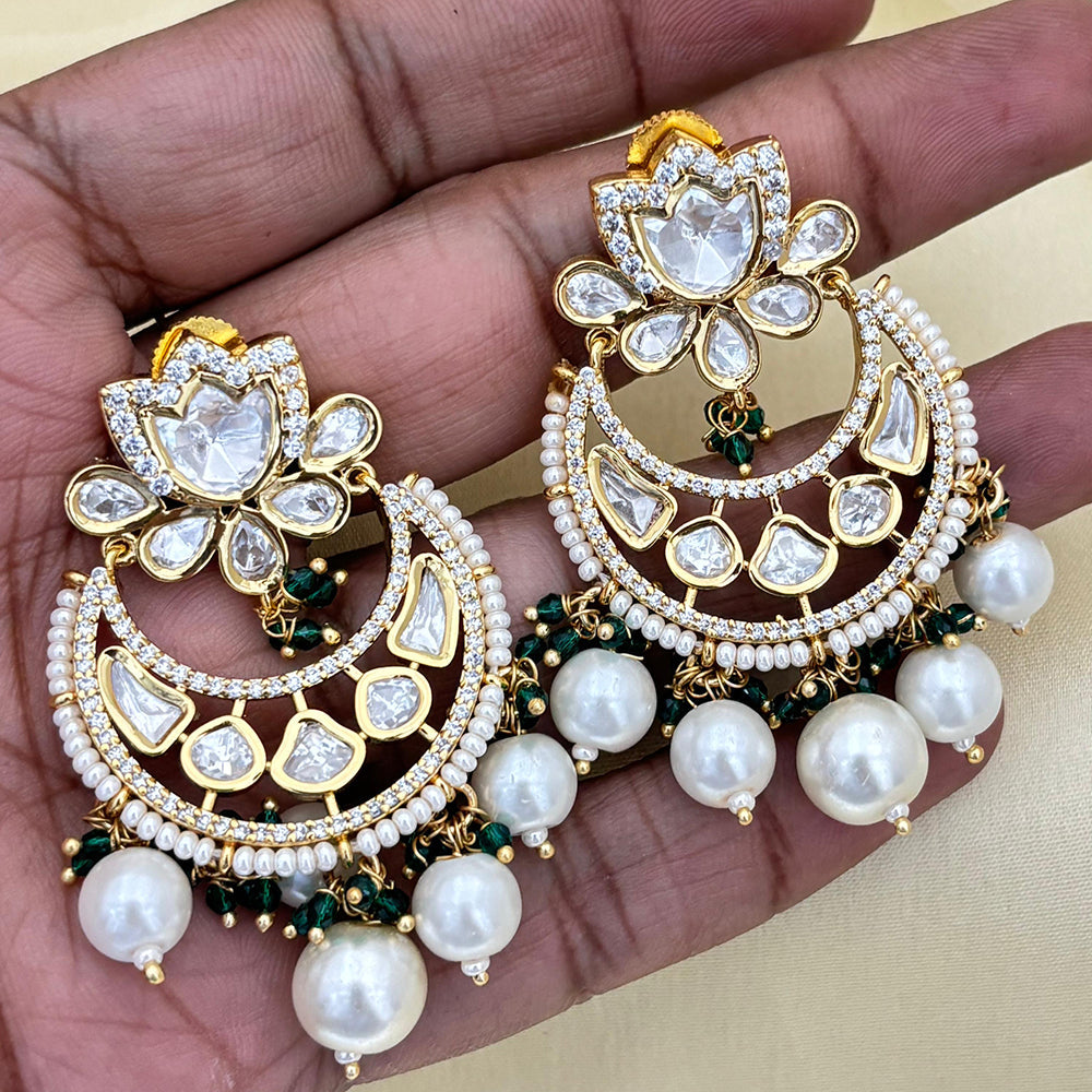 Jewel Addiction Designer Polki kundan Stone And Beads Dangler Earrings
