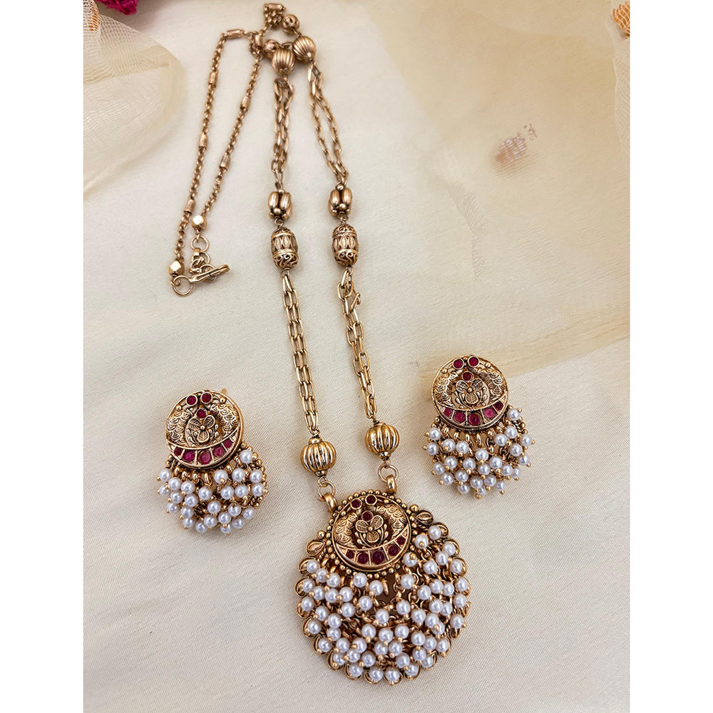 Jewel Addiction Pota Stone And Pearl Long Necklace Set