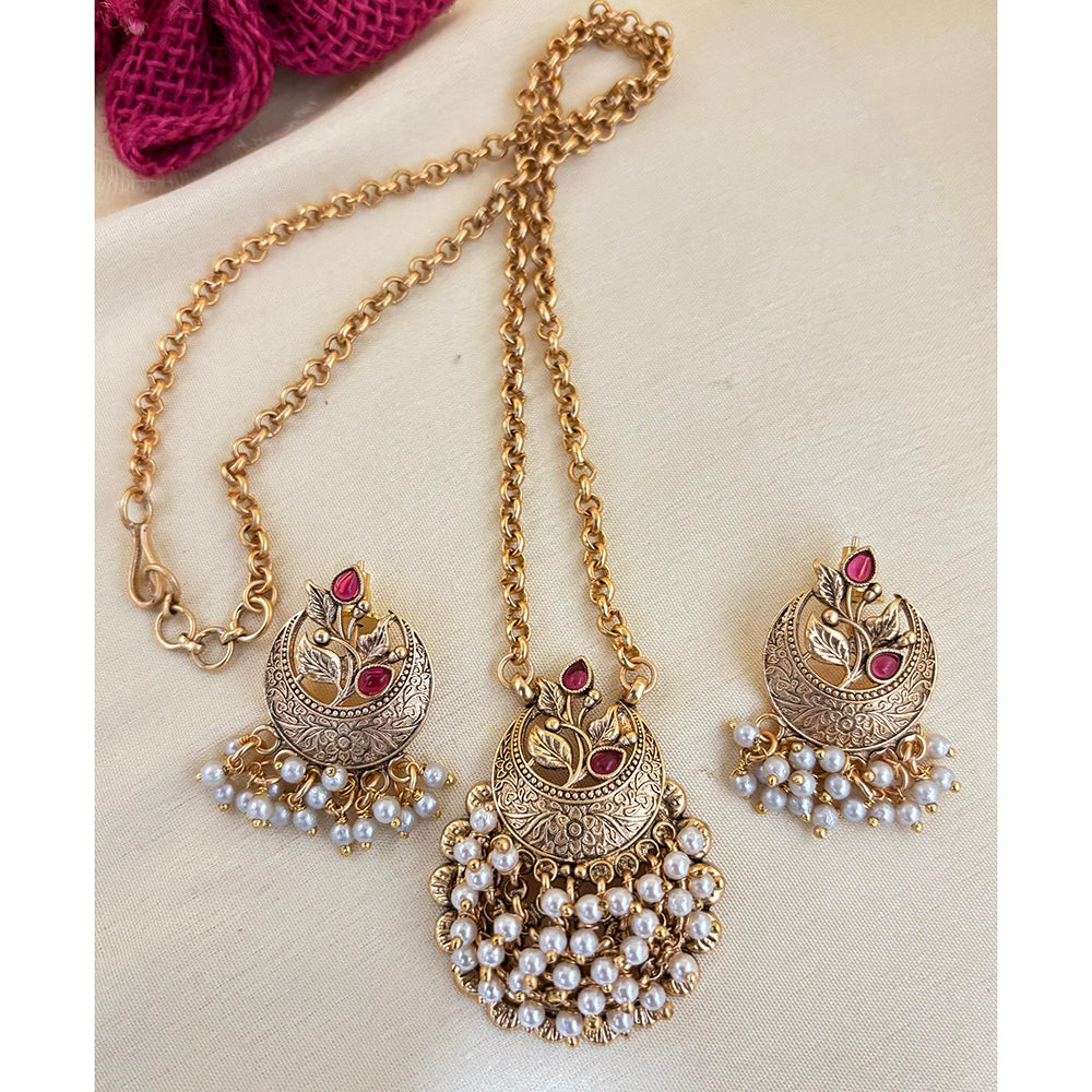 Jewel Addiction Pota Stone And Pearl Long Necklace Set