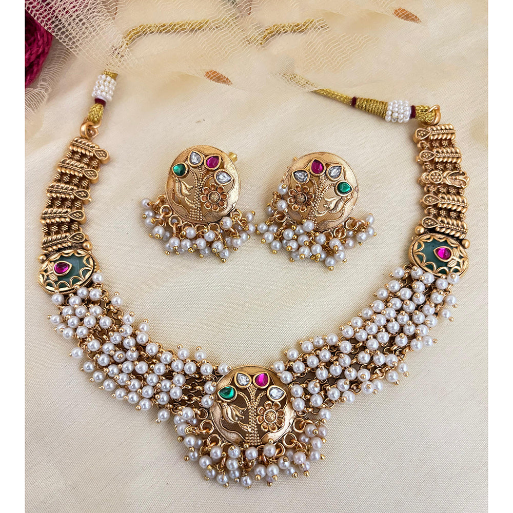 Jewel Addiction Pota Stone And Pearl Necklace Set