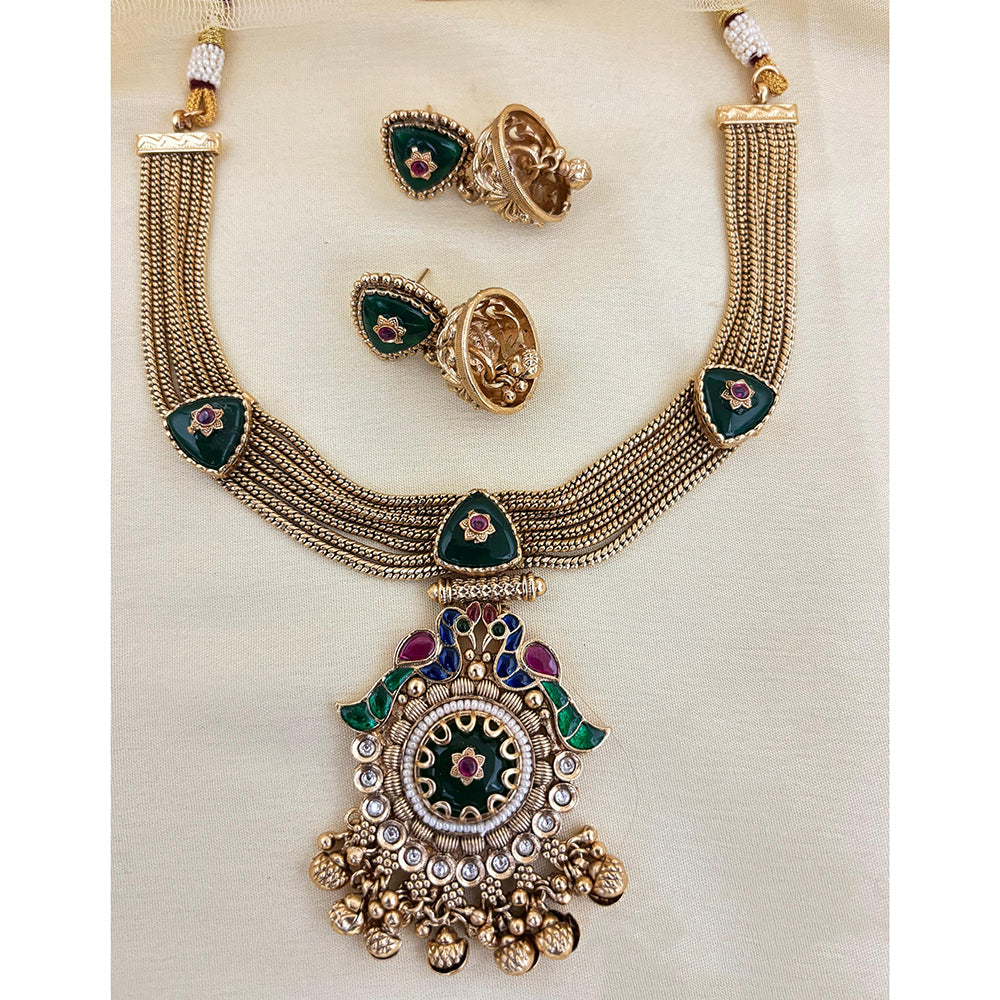 Jewel Addiction Elegant Pota Stone And Pearl Designer Necklace Set