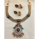 Jewel Addiction Elegant Pota Stone And Pearl Designer Necklace Set