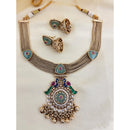 Jewel Addiction Elegant Pota Stone And Pearl Designer Necklace Set