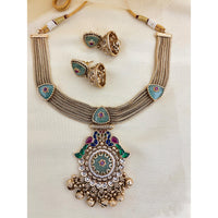 Jewel Addiction Elegant Pota Stone And Pearl Designer Necklace Set