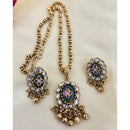 Jewel Addiction Premium Pota Stone And Pearl Long Necklace Set