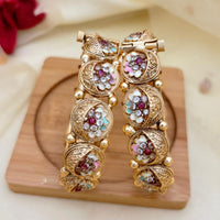 Jewel Addiction Pota Stone And Meenakari Openable Designer Bangles Set