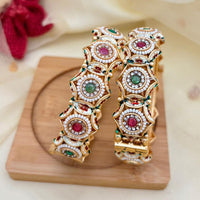 Jewel Addiction Pota Stone And Austrian Meenakari Openable Designer Bangles Set