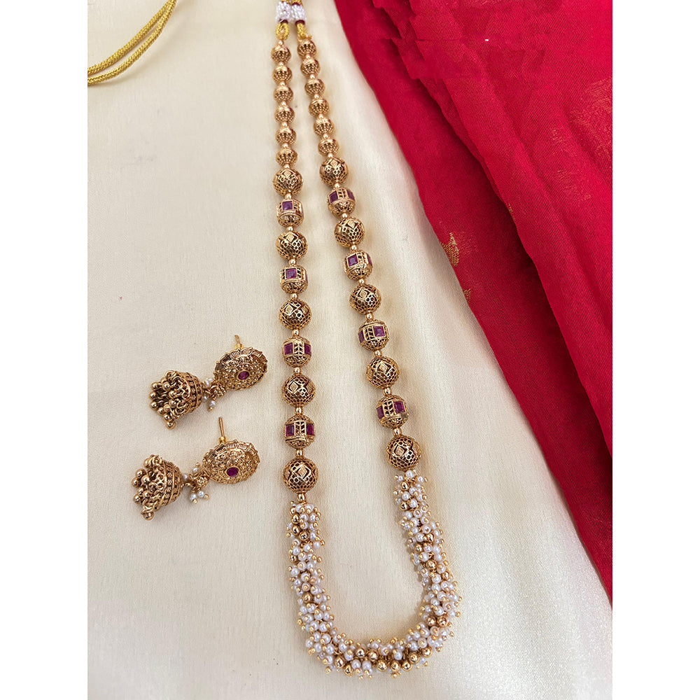 Jewel Addiction Pota Stone And Pearl Elegant Necklace Set